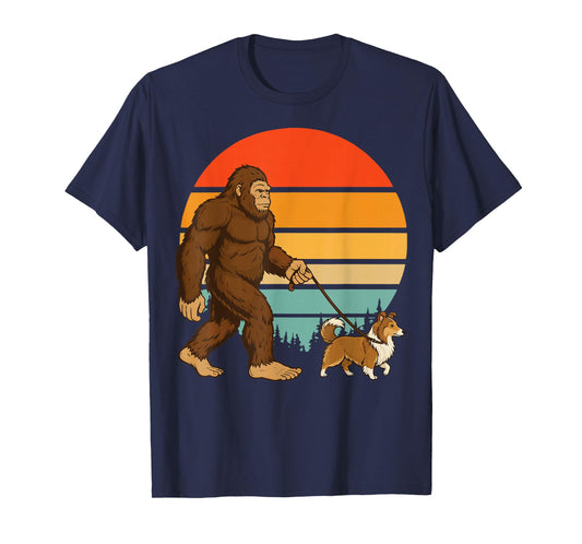 Bigfoot Shetland Sheepdog Retro Sheltie T-Shirt