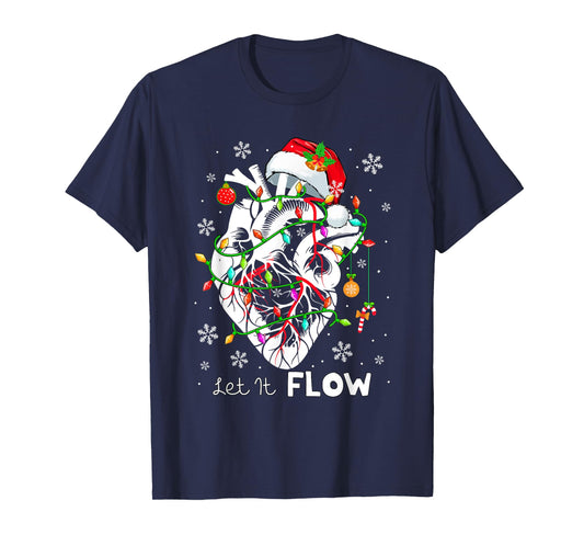 Let It Flowing Xmas Anatomy Santa Heart Part Cardiac Nurse T-Shirt