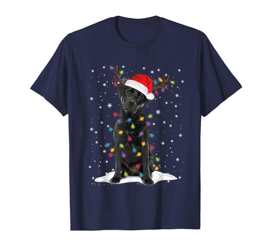 Black Lab Labrador Christmas Tree Reindeer Pajama Dog Xmas Men Women Kids T-Shirt