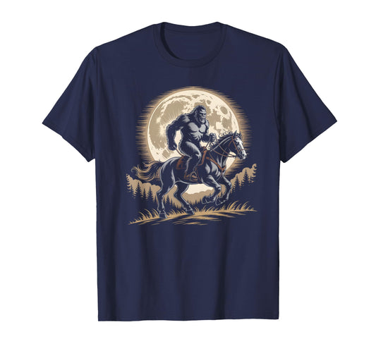 Funny Bigfoot Riding Horse Lover Sasquatch Equestrian Humor T-Shirt