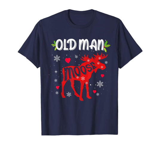 Old Man Moose Heart Christmas Family Matching Xmas Pajamas T-Shirt
