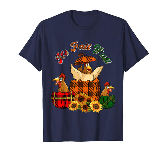 It's Autumn Y'all Thanksgiving Chickens Inside Fall Pumpkins T-Shirt