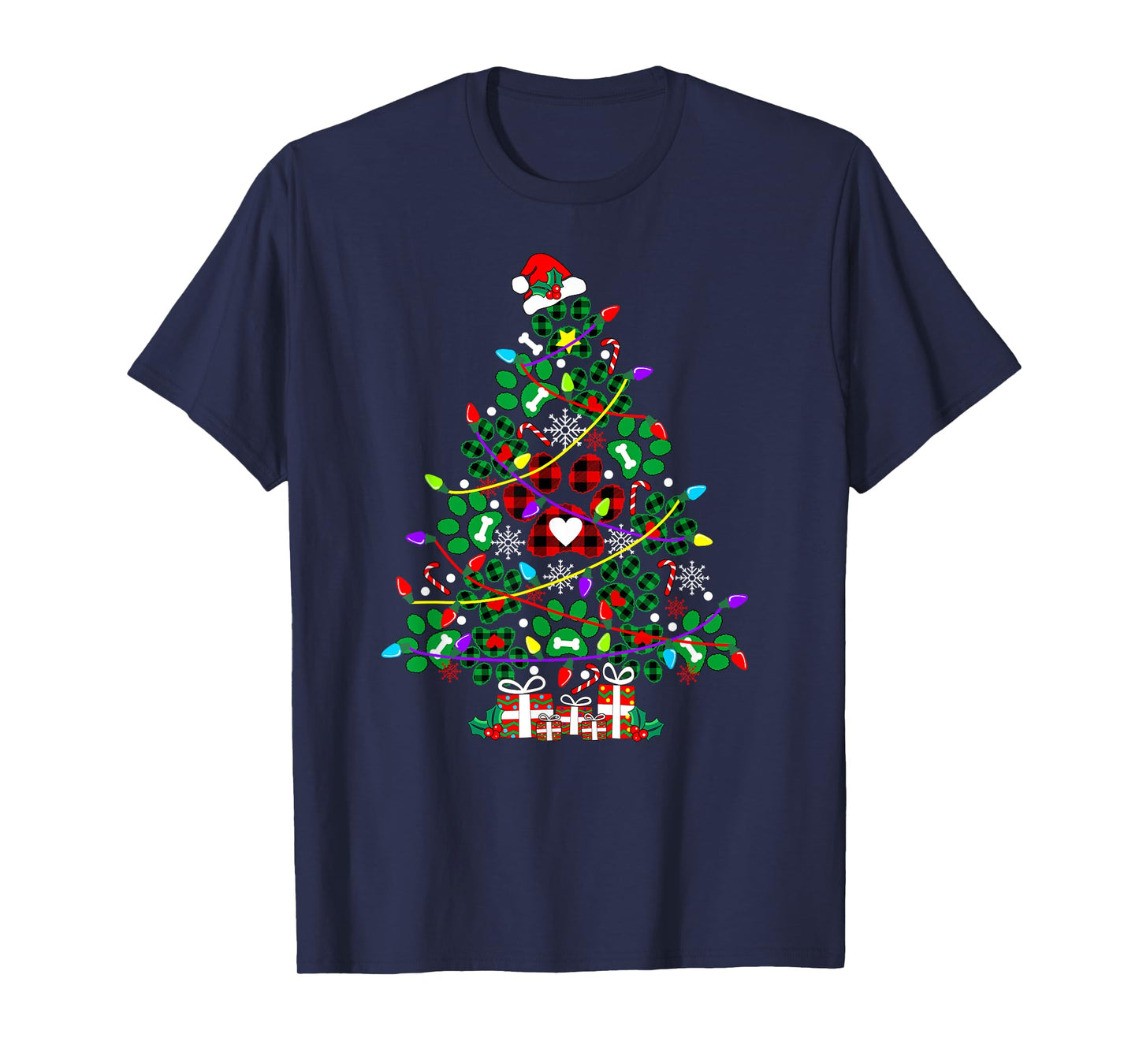 Paw Print Christmas Tree Dog or Cat T-Shirt for Men Women Kids