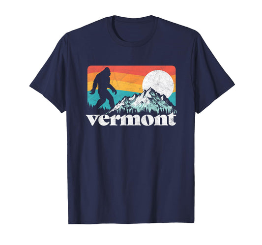 Vermont Pride Bigfoot Mountains Retro Nature Graphic T-Shirt