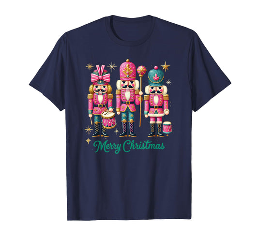 Preppy Pink Nut cracker Merry Christmas Cute Xmas Nutcracker T-Shirt