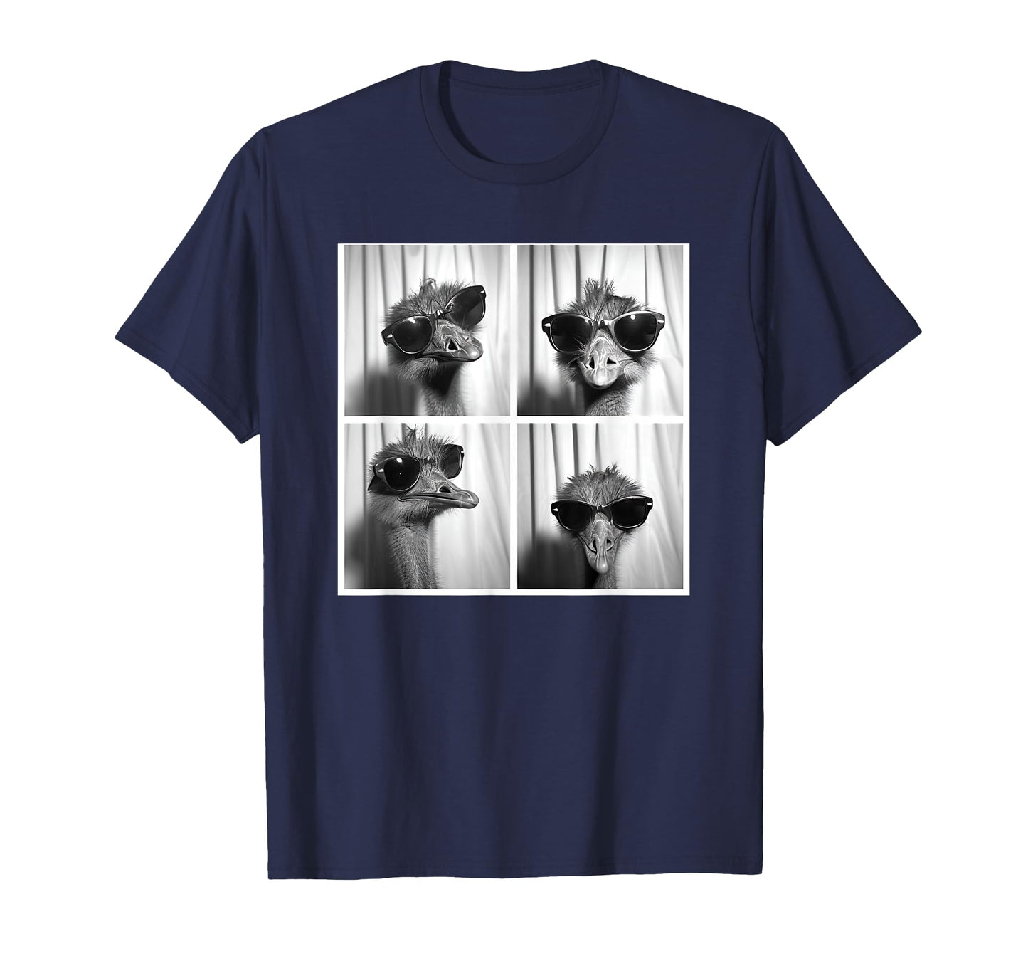 Ostrich Wearing Sunglasses Bird Face Funny Emu Lover T-Shirt