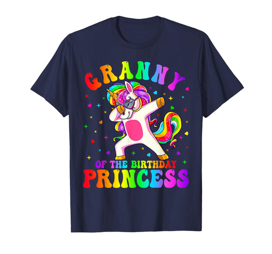 Granny of the Birthday Princess Girl Dabbing Unicorn Funny T-Shirt