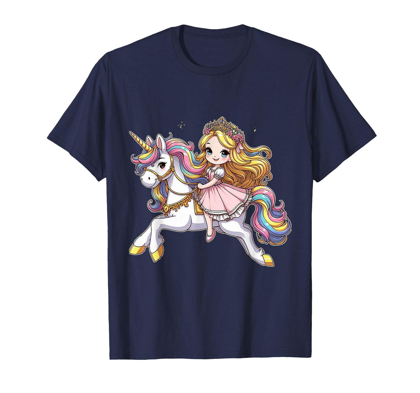 Princess Riding A Unicorn Boys Girls Men Women Kids Adults T-Shirt