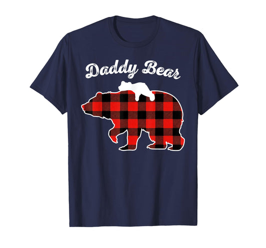 Daddy Bear Flannel Red Plaid Pajama Family Matching XMAS T-Shirt