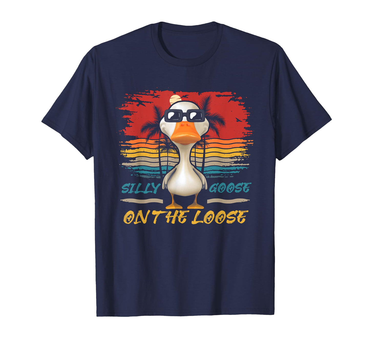Silly-Goose On The-Loose Vintage Duck Lover Beach Vacation T-Shirt