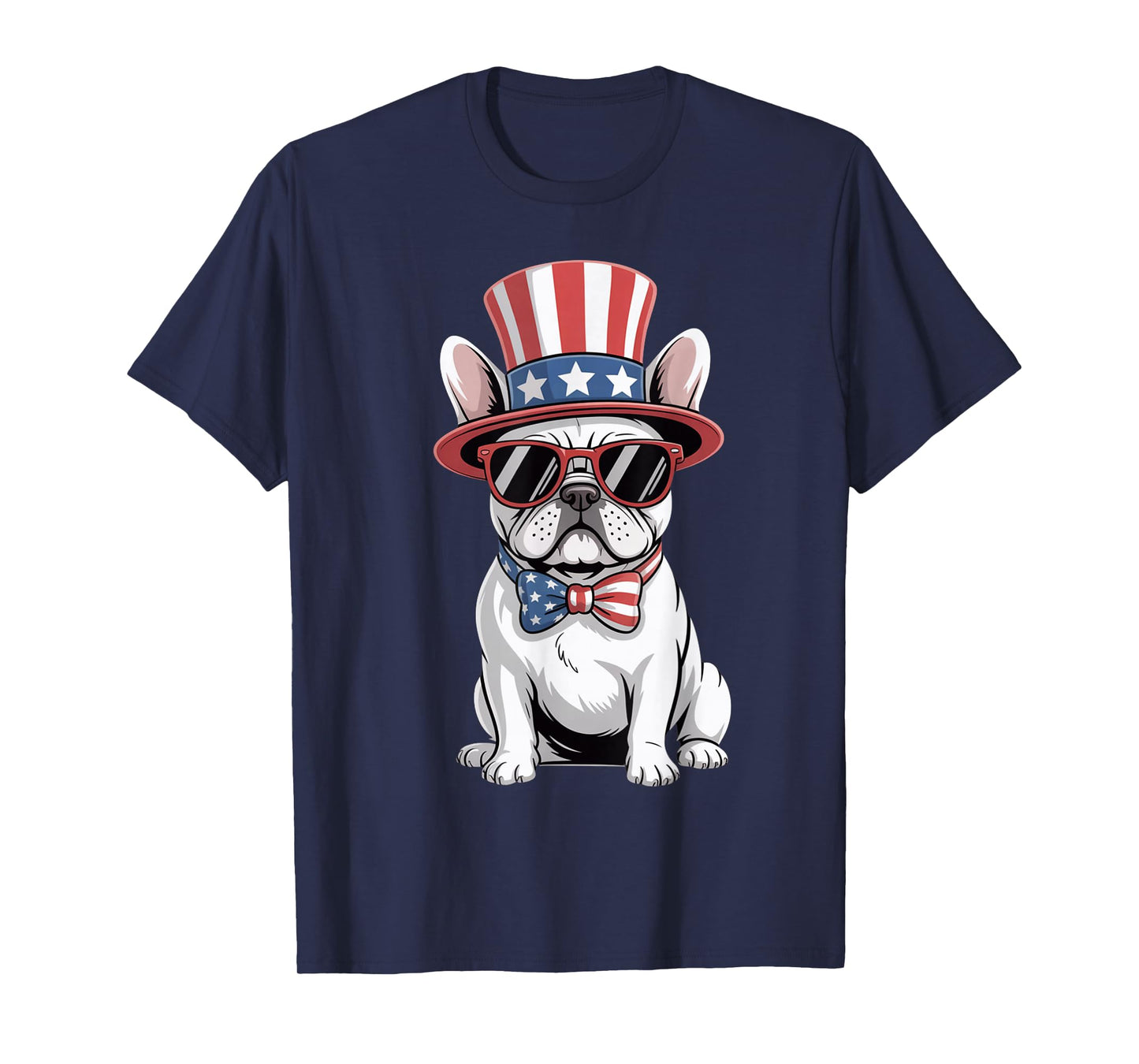 Patriotic Frenchie Dog USA Flag July 4th American Style T-Shirt