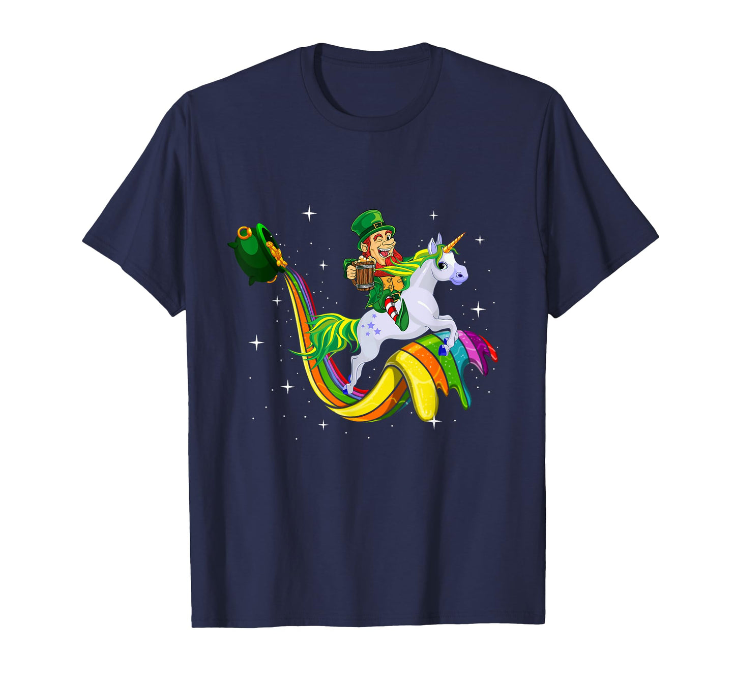 Unicorn St Patricks Day Men Women Lucky Leprechaun Rainbow T-Shirt