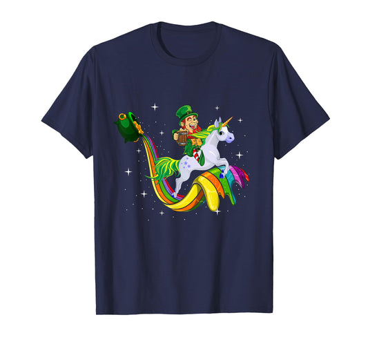 Unicorn St Patricks Day Men Women Lucky Leprechaun Rainbow T-Shirt