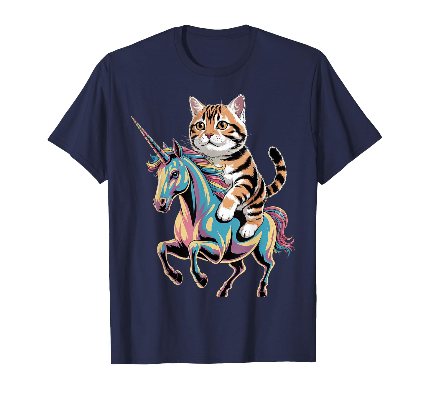 Cute Tiger Cat Riding Unicorn T-Shirt
