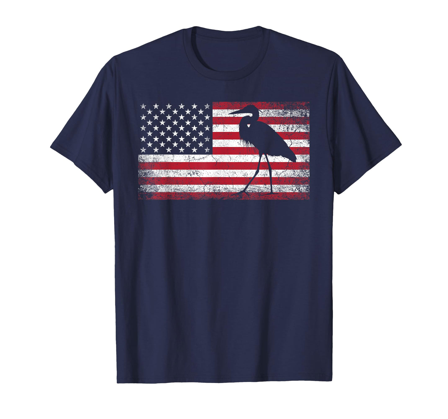 Heron Bird 4th of July American Flag America Patriotic T-Shirt for Women Kids Men