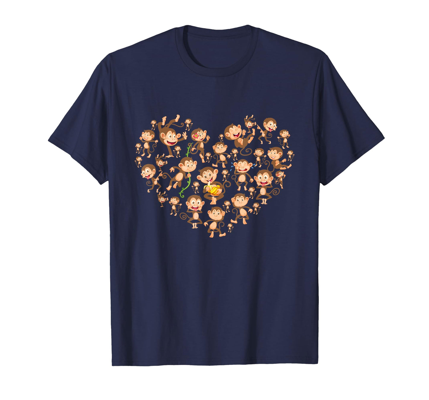Monkey Heart Shaped Design - Monkeys Primate Animal Lover T-Shirt