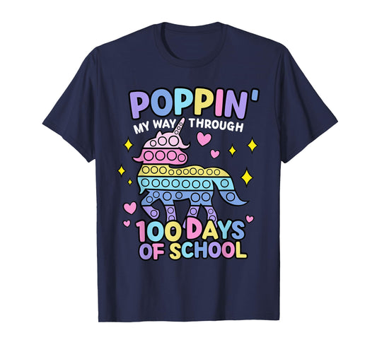 Poppin My Way Through 100 Days Of School Unicorn T-Shirt