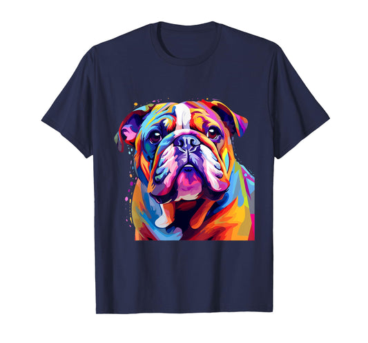 Cool Colorful Bulldog Portrait Graphic T-Shirt