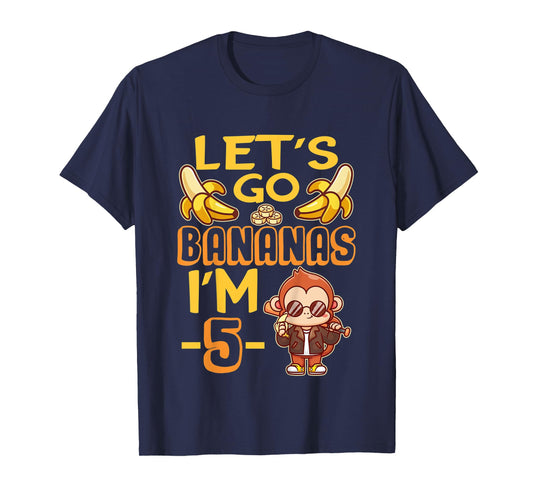 Kids Let's Go Bananas I'm 5 Zoo Jungle Safari 5th Birthday T-Shirt