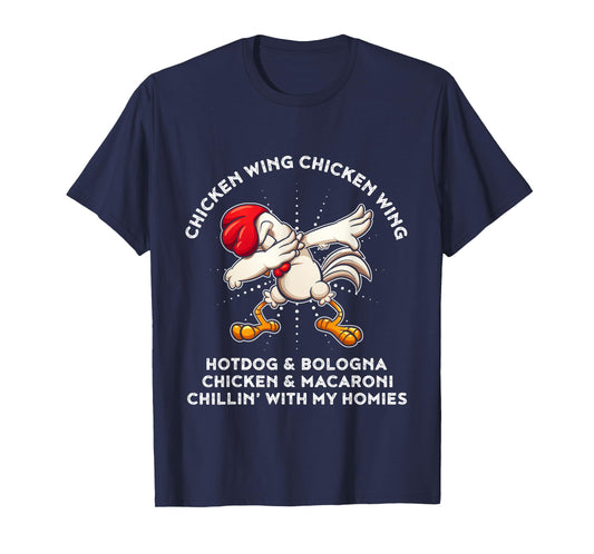 Funny Chicken Wing Song Lyric Hot Dog Bologna Macaroni Kids T-Shirt
