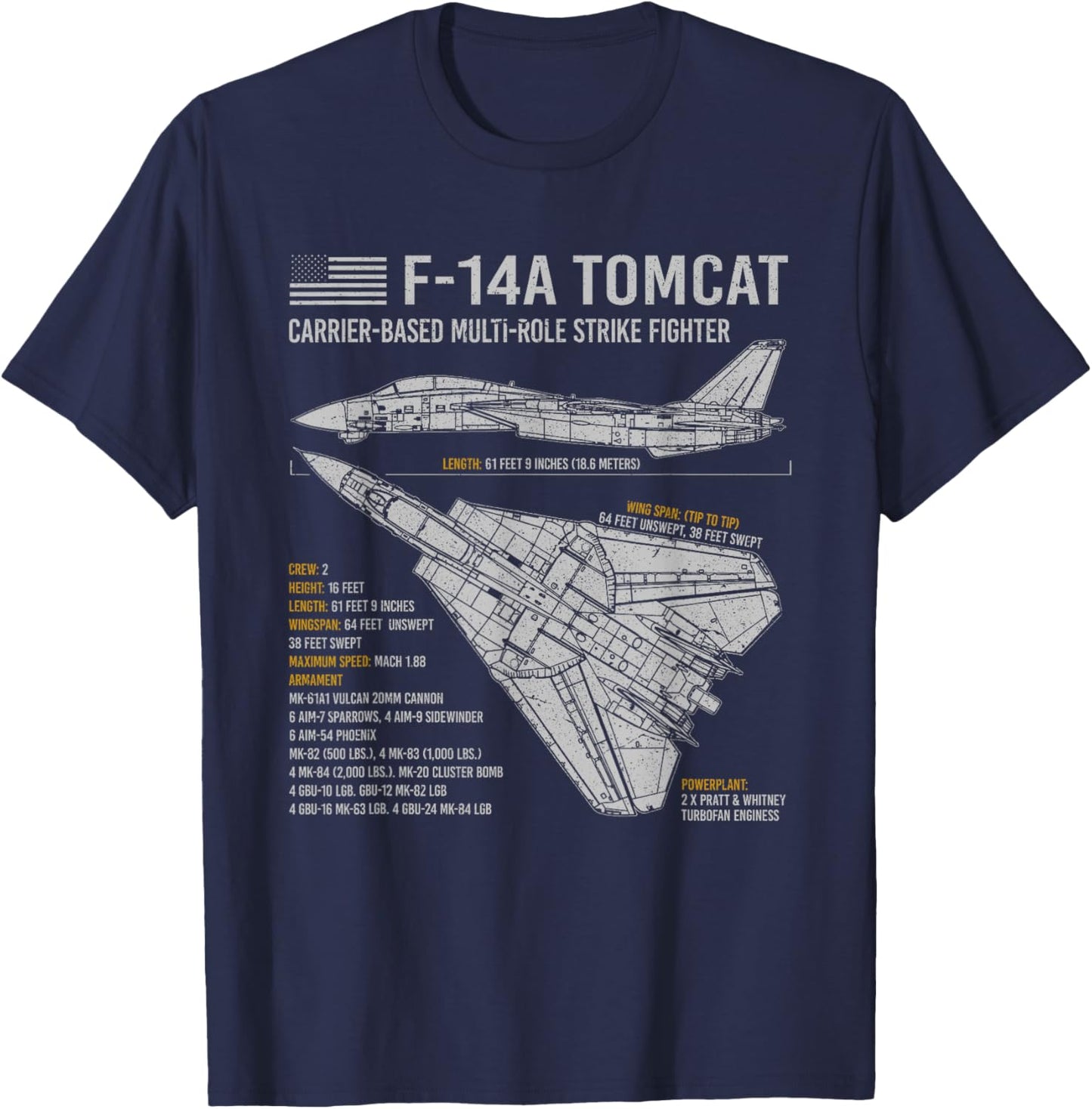 F-14 Tomcat F14 Aircraft Airplane Blueprint Facts. T-Shirt