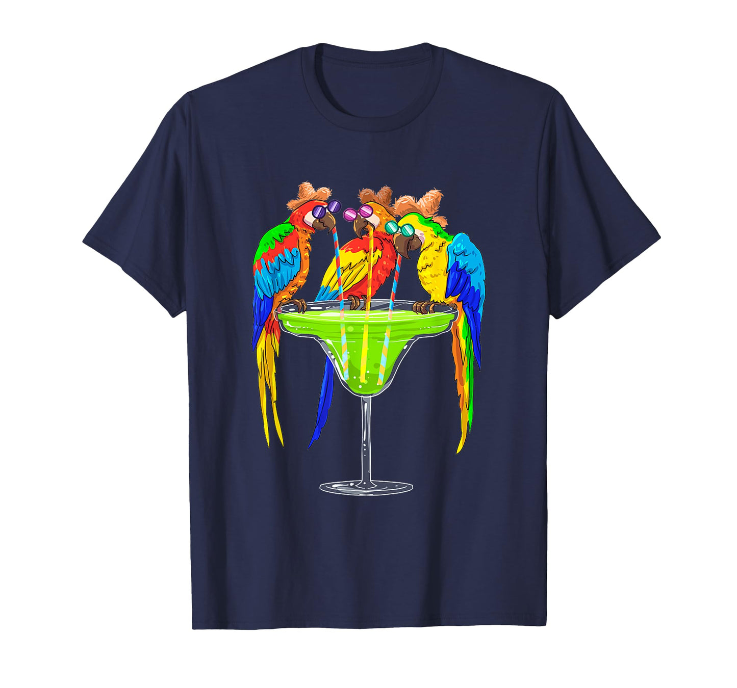 Parrots Drinking Margarita Hawaiian Vacation Birds Lovers T-Shirt