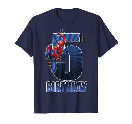 Marvel Spider-Man Swinging 5th Birthday Graphic T-Shirt