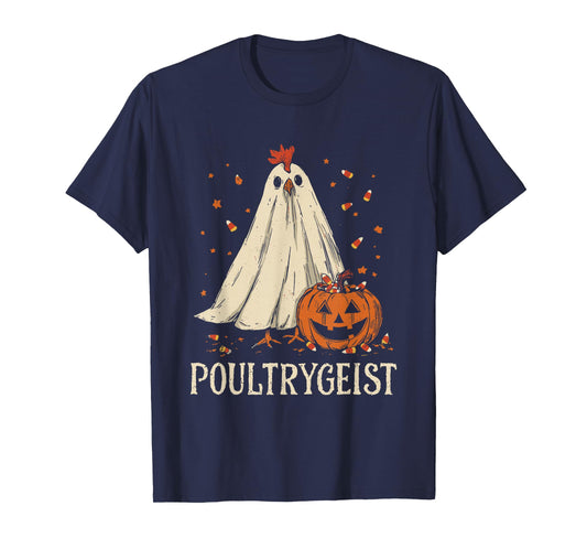 Poultrygeist Funny Chicken Ghost Pumpkin Halloween Costume T-Shirt