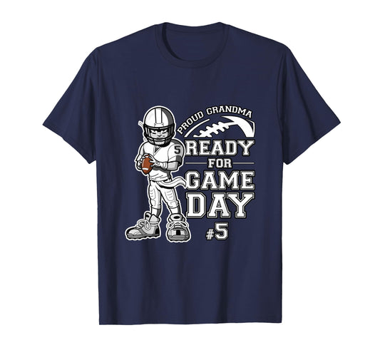 Custom Proud Football Grandma Number 5 Personalized Women T-Shirt