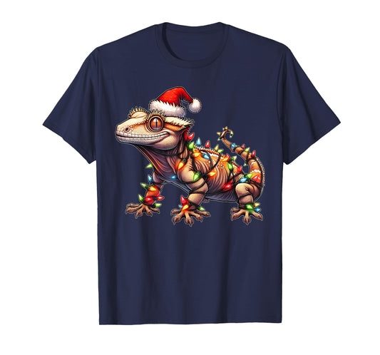 Crested Gecko Lizard Christmas Hat Xmas T-Shirt