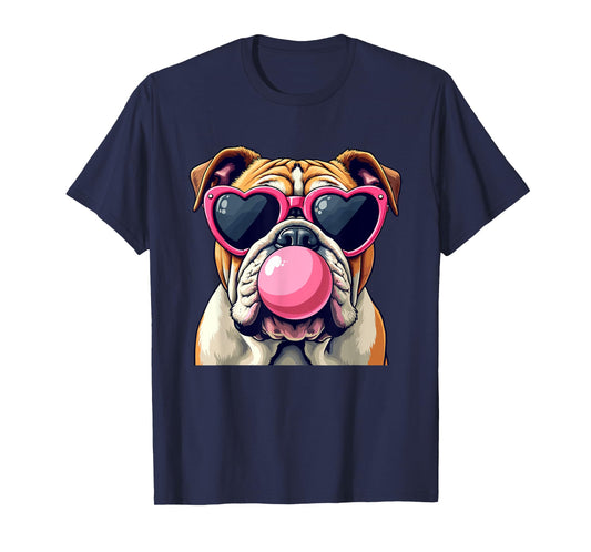 Bulldogs Preppy Mascot Bulldogs Blowing Bubble Girly Mama T-Shirt