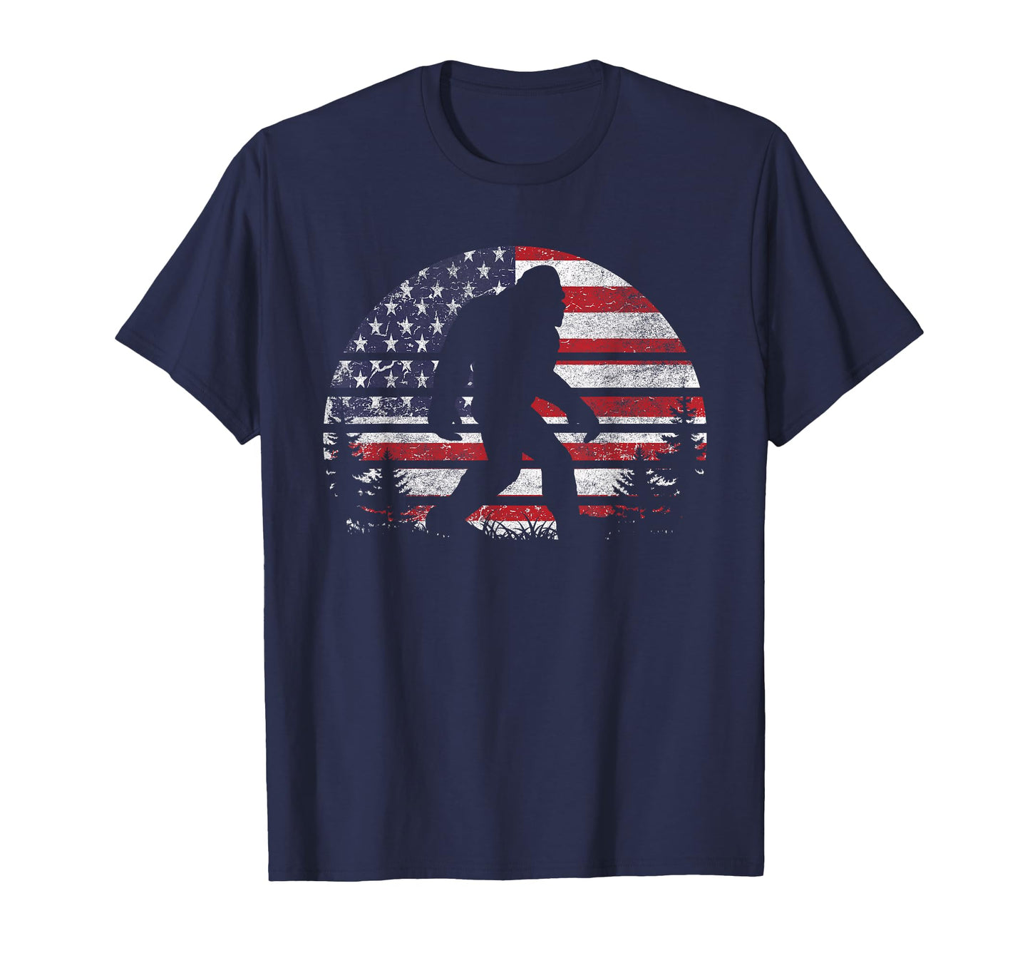 Bigfoot 4th of July American USA Flag Patriotic Sasquatch T-Shirt