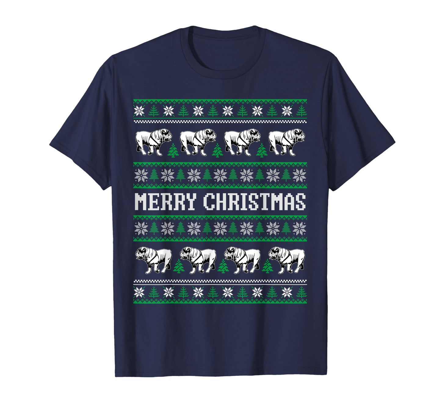 Ugly Sweater English Bulldog Dog Christmas Dog Lover Xmas Men Women Kids T-Shirt