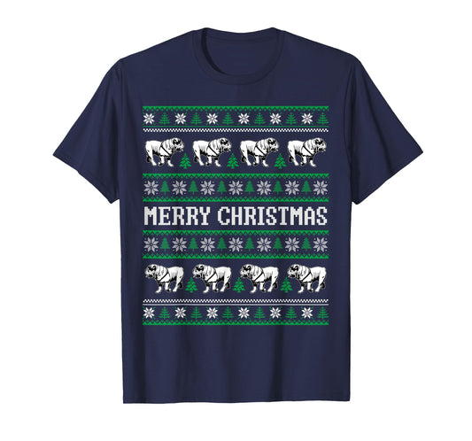 Ugly Sweater English Bulldog Dog Christmas Dog Lover Xmas Men Women Kids T-Shirt