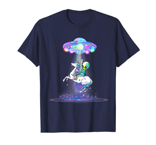 Funny UFO Alien Unicorn Galaxy T-Shirt