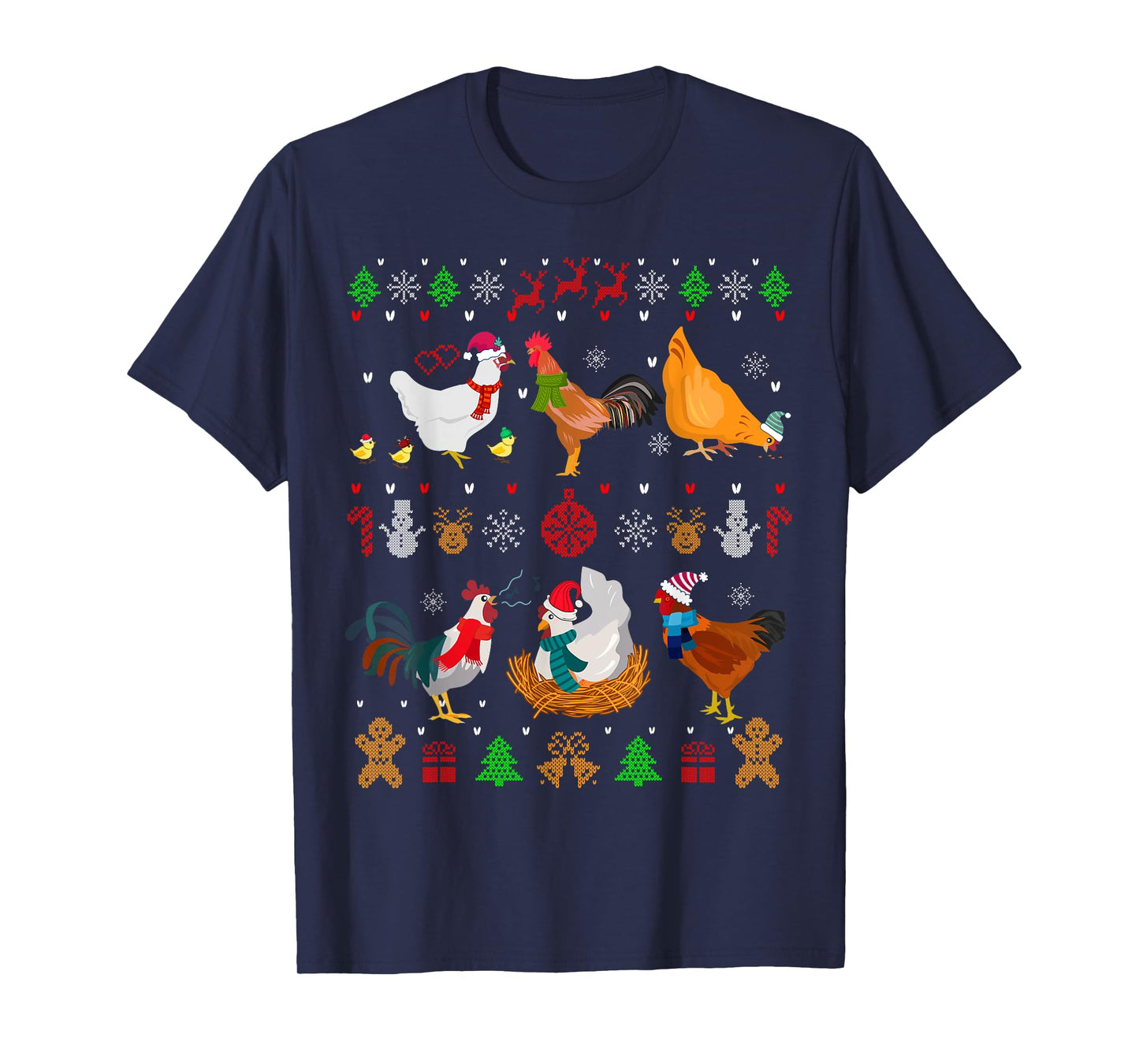 Chicken Collection Christmas Sweater Santa Chicken Farmer T-Shirt