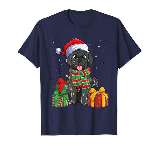 Black Labrador Retriever Christmas Lights Xmas Lab Dog Lover Men Women Kids T-Shirt