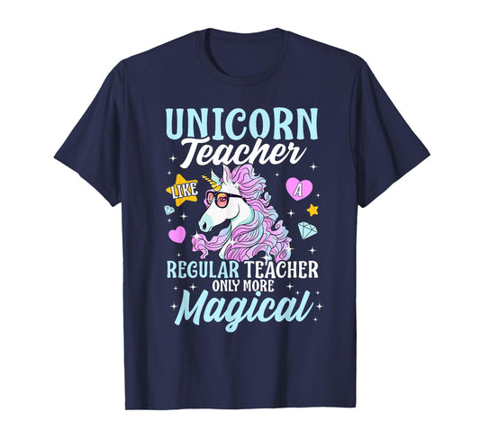 Unicorn Teacher Back To School Cute Magic Teacher Men Women Kids T-Shirt