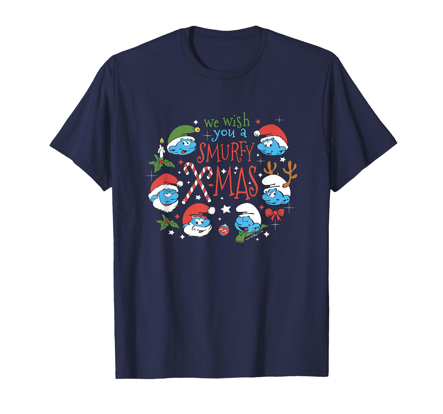 The Smurfs Christmas We Wish You A Smurfy X-Mas T-Shirt