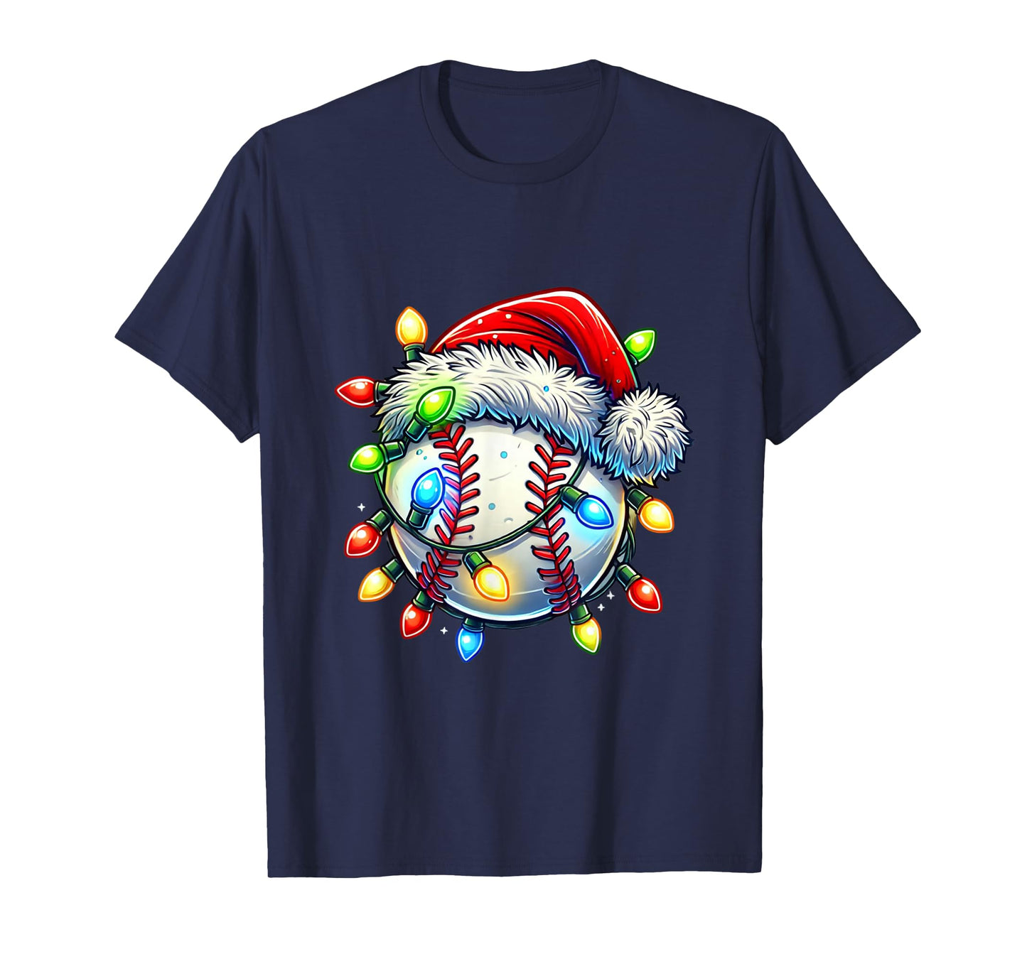 Festive Christmas Baseball Design Santa Hat Sports Pajamas T-Shirt