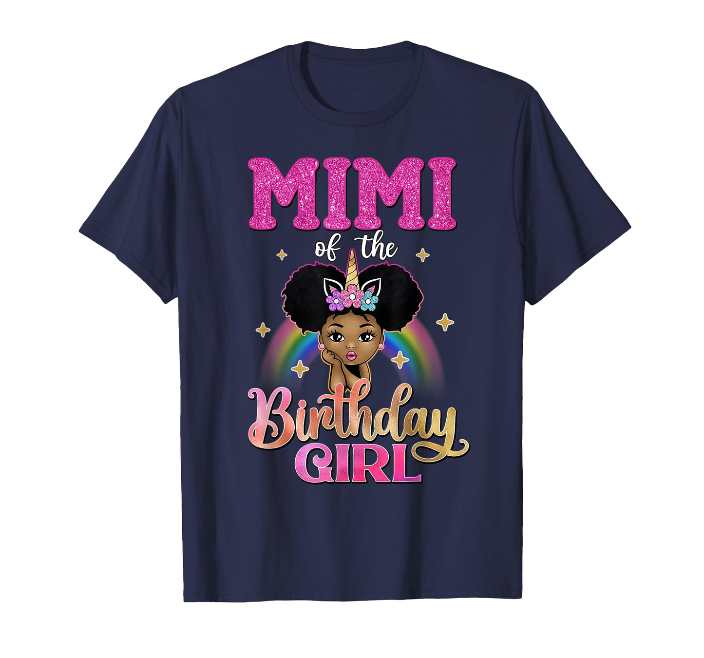 Mimi of The Birthday Girl Princess Afro Melanin Unicorn T-Shirt