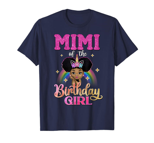 Mimi of The Birthday Girl Princess Afro Melanin Unicorn T-Shirt