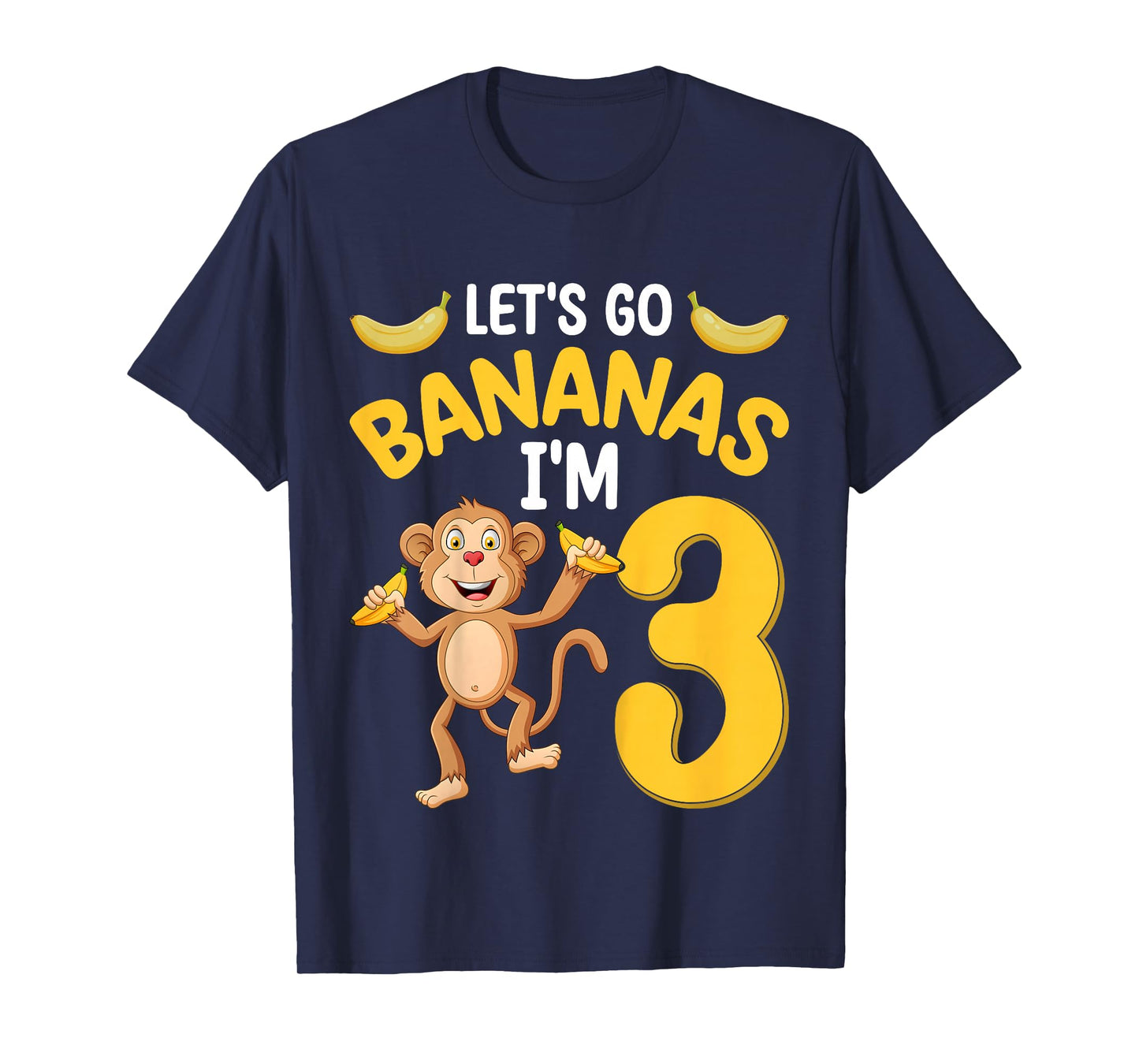 I'm 3 Monkey Bananas Three Years Old 3rd Birthday Kids T-Shirt