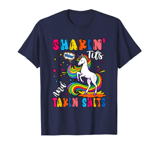 Shakin' Tits and Takin Sarcastic Unicorn Lover Costume Adult T-Shirt