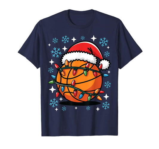 Basketball Player Xmas Santa Hat Basketball Christmas Funny T-Shirt