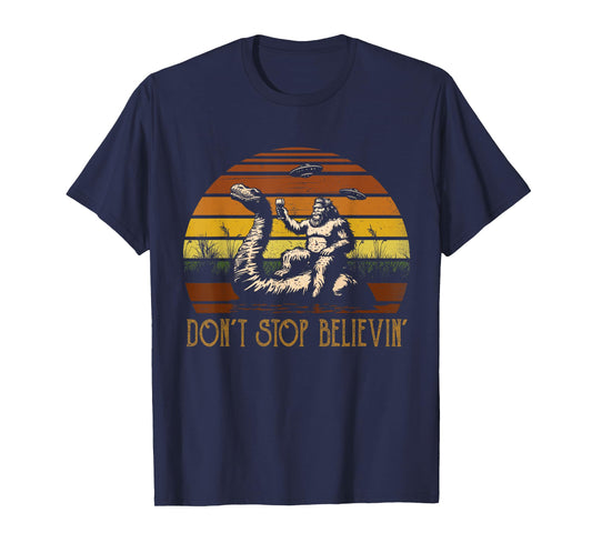 Vintage Cute Animal Loch Ness Monster Don't Stop Believin' T-Shirt