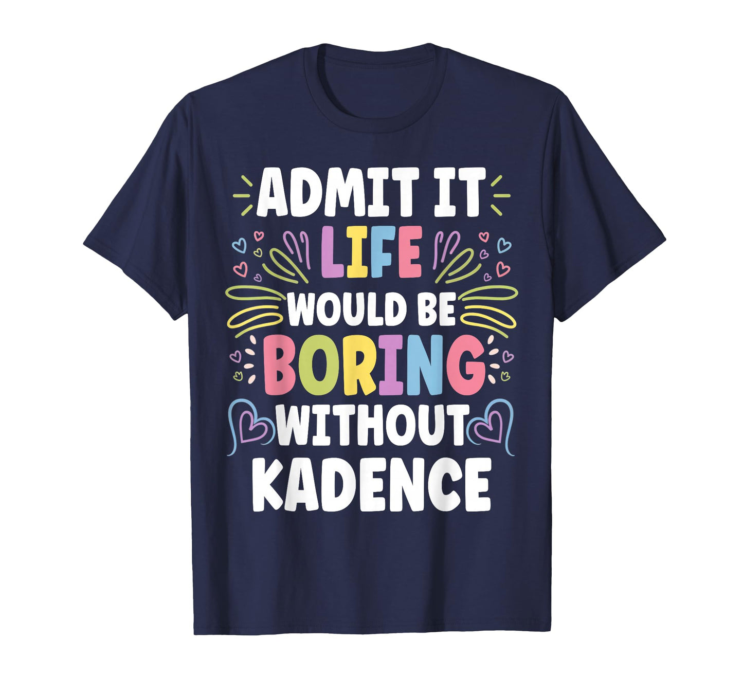 KADENCE Personalized Name Funny Cute Custom T-Shirt for Women & Kids, Black, Small, Short Sleeve, Crew Neck, Solid, Trendy, Imported, Polyester 100%