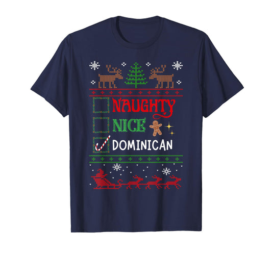 Funny Xmas Nice Naughty List Christmas Dominican Heritage T-Shirt