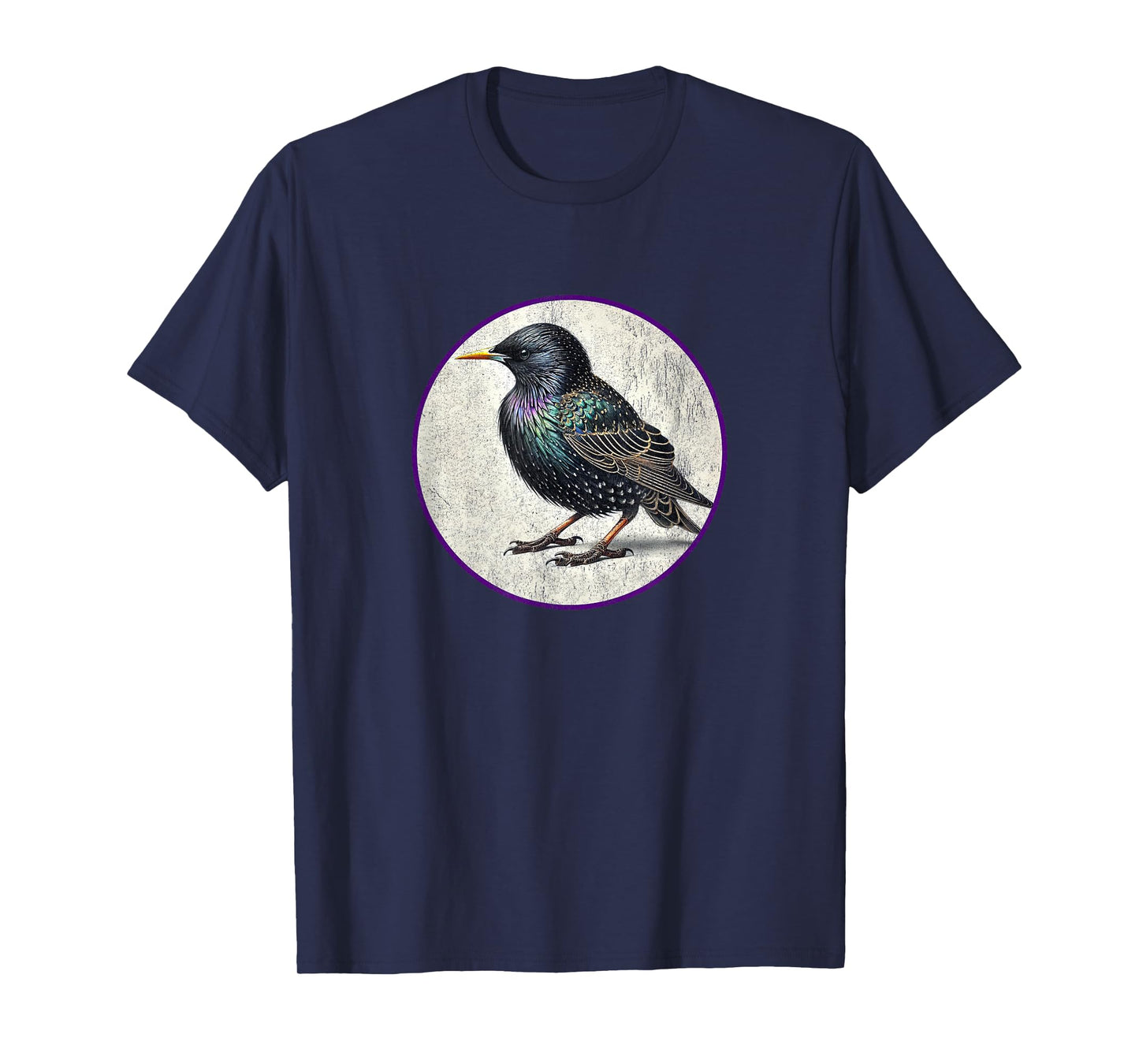 Colorful Retro European Starling Bird Design T-Shirt