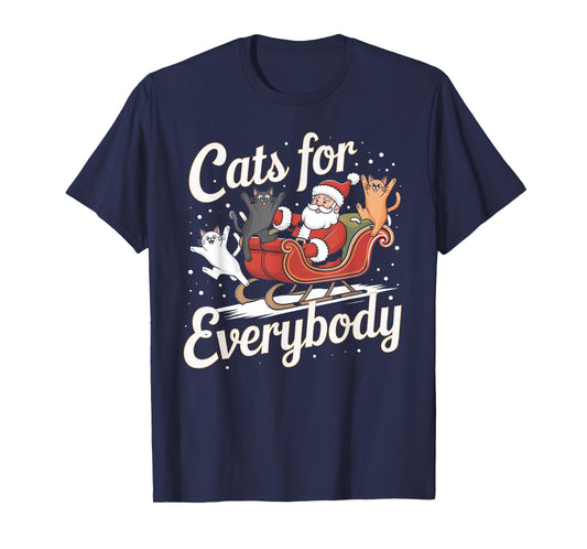 Cats for Everybody Christmas Shirt Funny Xmas Women Santa T-Shirt